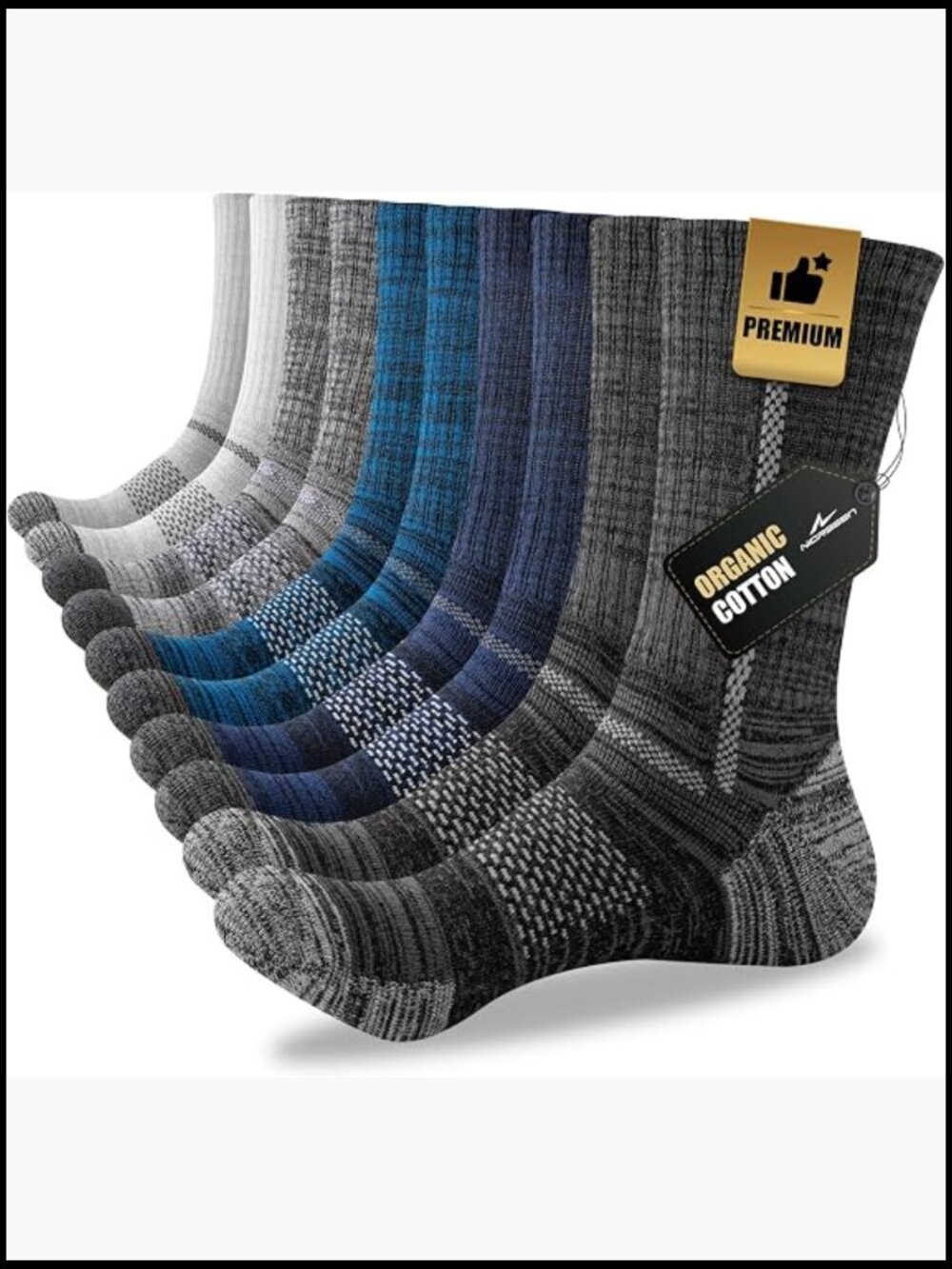 Men's Cotton Crew Work Socks 5 Pairs Cushioned Boot Athletic Moisture Wicking